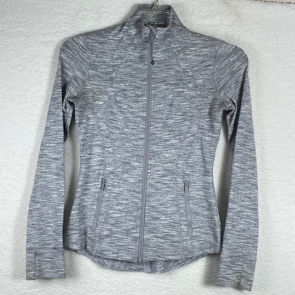Lululemon Define Jacket Size 6 Grey White Space Dye Full Zip Activewear